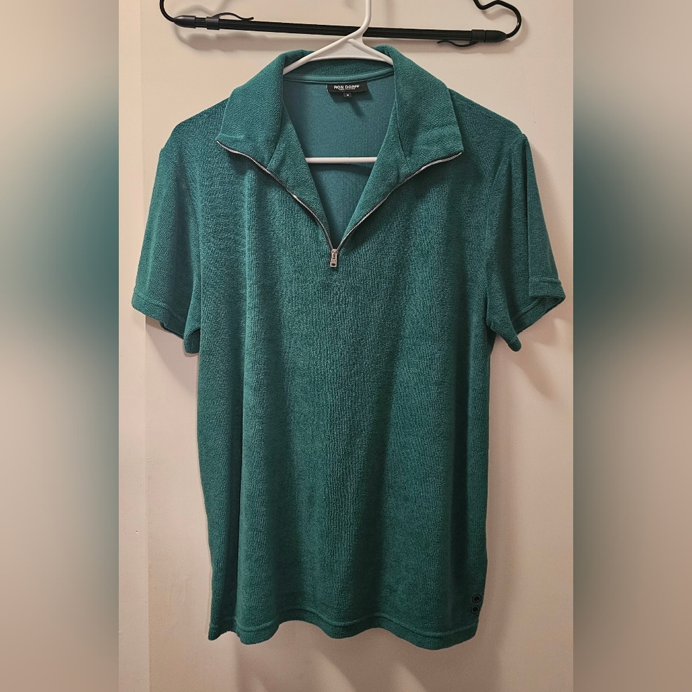 Ron Dorff Zippered Collar Terry Polo - Size Small